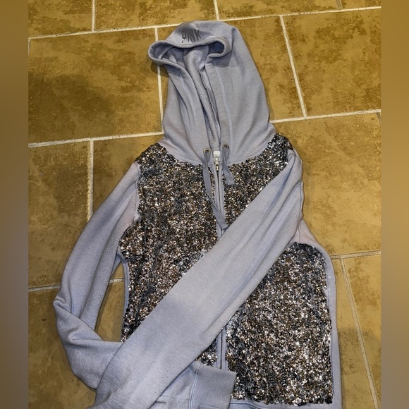 PInk VS sequin zip up - Picture 2 of 4